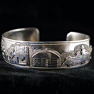 Vintage Navajo Sterling Silver Storyteller Cuff By Jacob Kahe